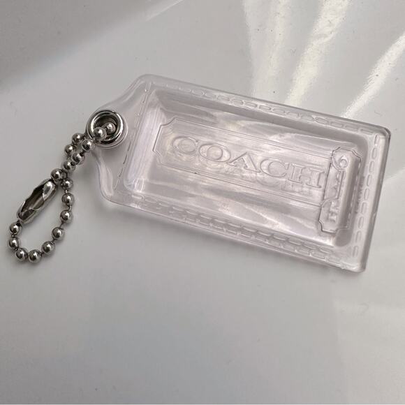COACH Est. 1941 Small Transparent Replacement Hang Tag Keychain w/ Silver Chain - Picture 2 of 4